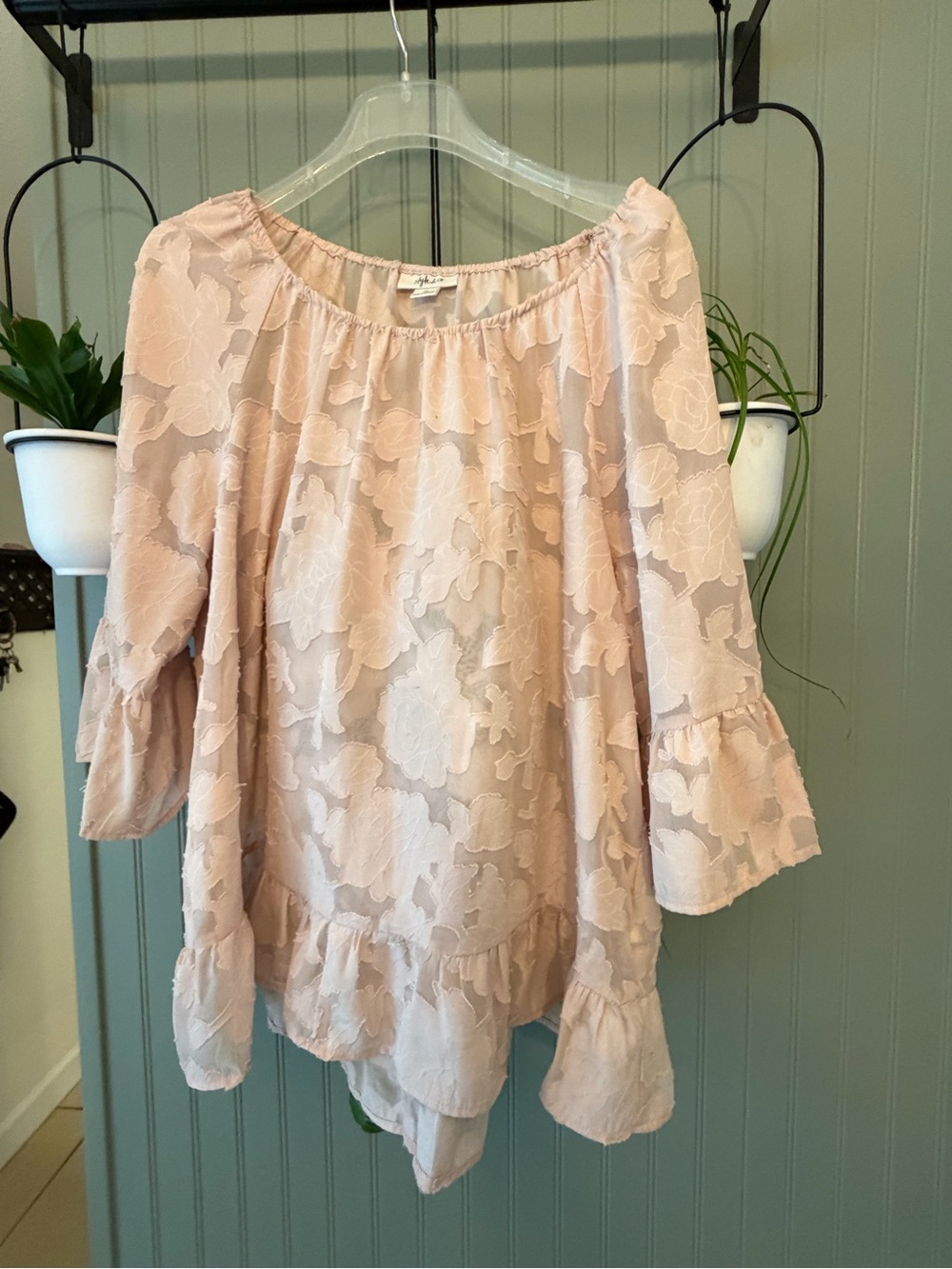 Style & Co. Blush Textured Floral Top